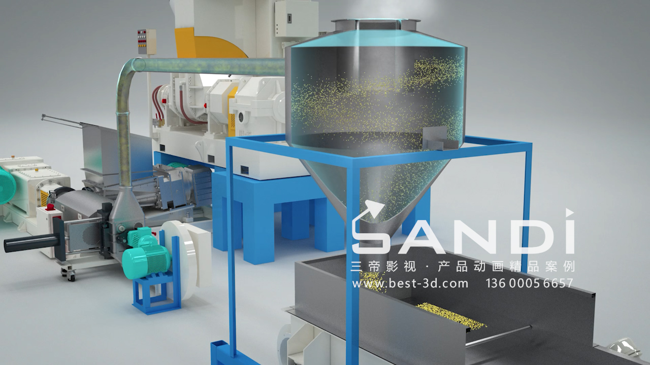 双螺杆造粒机生产工艺3D视频